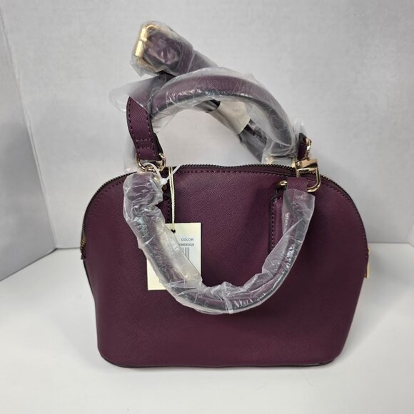 NWT Bordeaux Color Trina Turk Tote/Shoulder Bag w/ Coin Purse attached - Picture 3 of 15